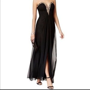 Betsy and Adam Embellished Strapless Gown
